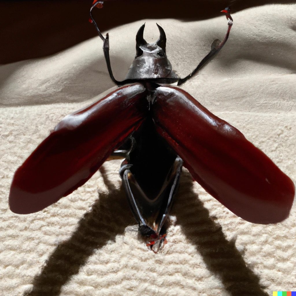 Prompt: As Gregor Samsa awoke one morning from uneasy dreams he found himself transformed in his bed into a gigantic insect, taken on iPhone 12 pro