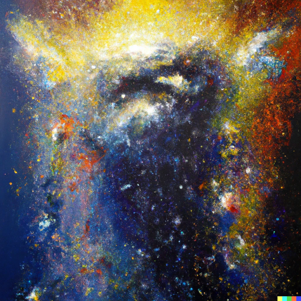 Prompt: expressive oil painting of anger represented by a nebula
