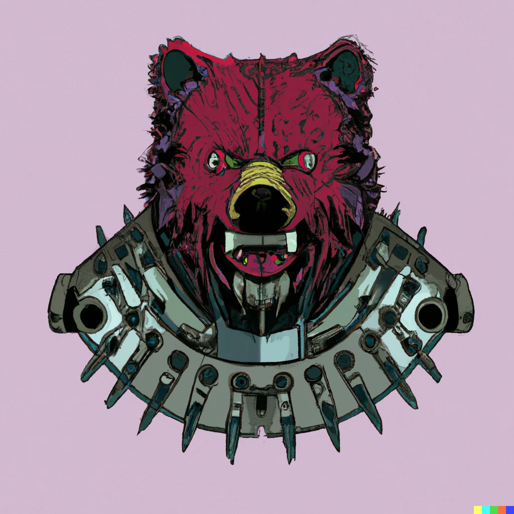 Prompt: Cyborg grizzly bear in punk style