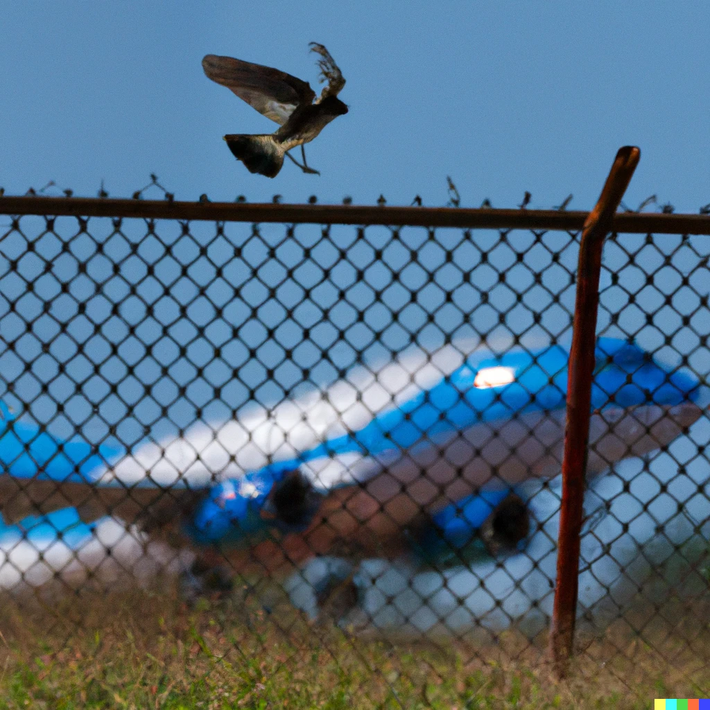 Prompt: Jay crashing a 747 into a fence