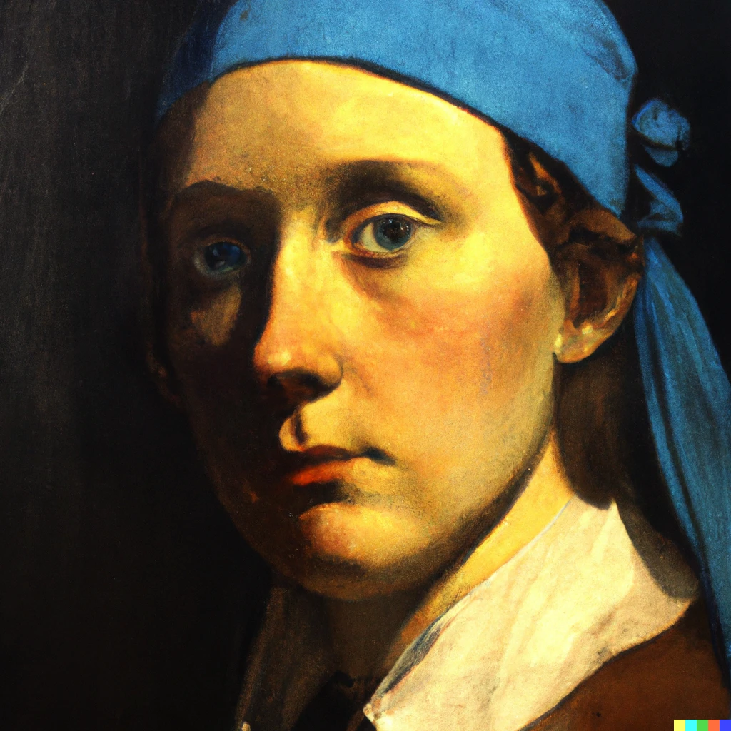 Prompt: "DALL·E Self Portrait" by Johannes Vermeer