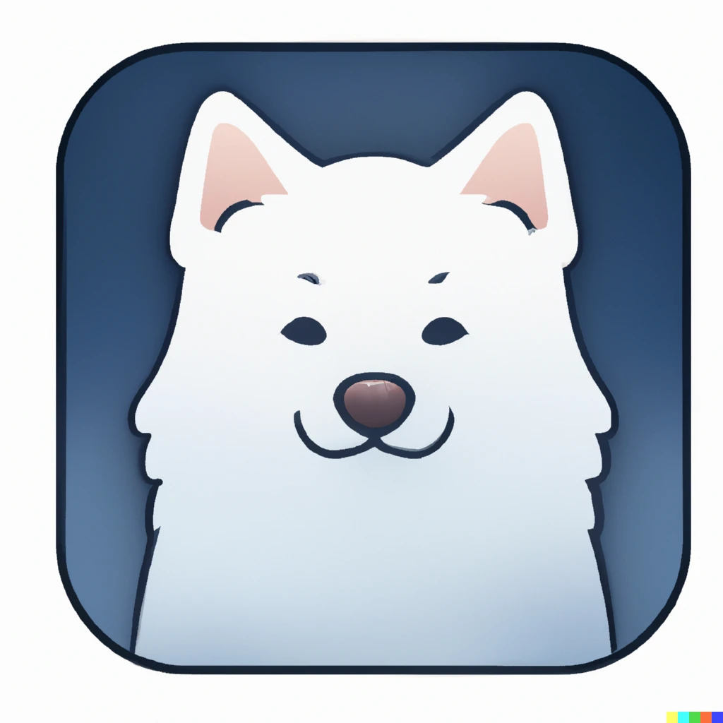 Prompt: Samoyed dog in the style of an iPhone app icon