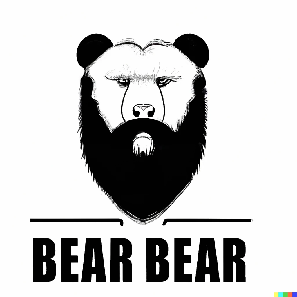 Prompt: logo for a hipster barber shop for men called "Beardy bear"