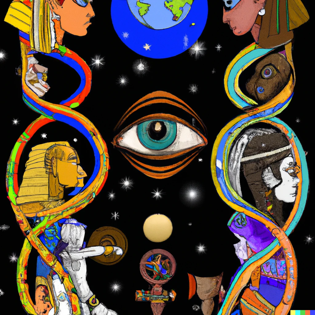 Prompt: show me the multiverse in the style of ancient Egypt 