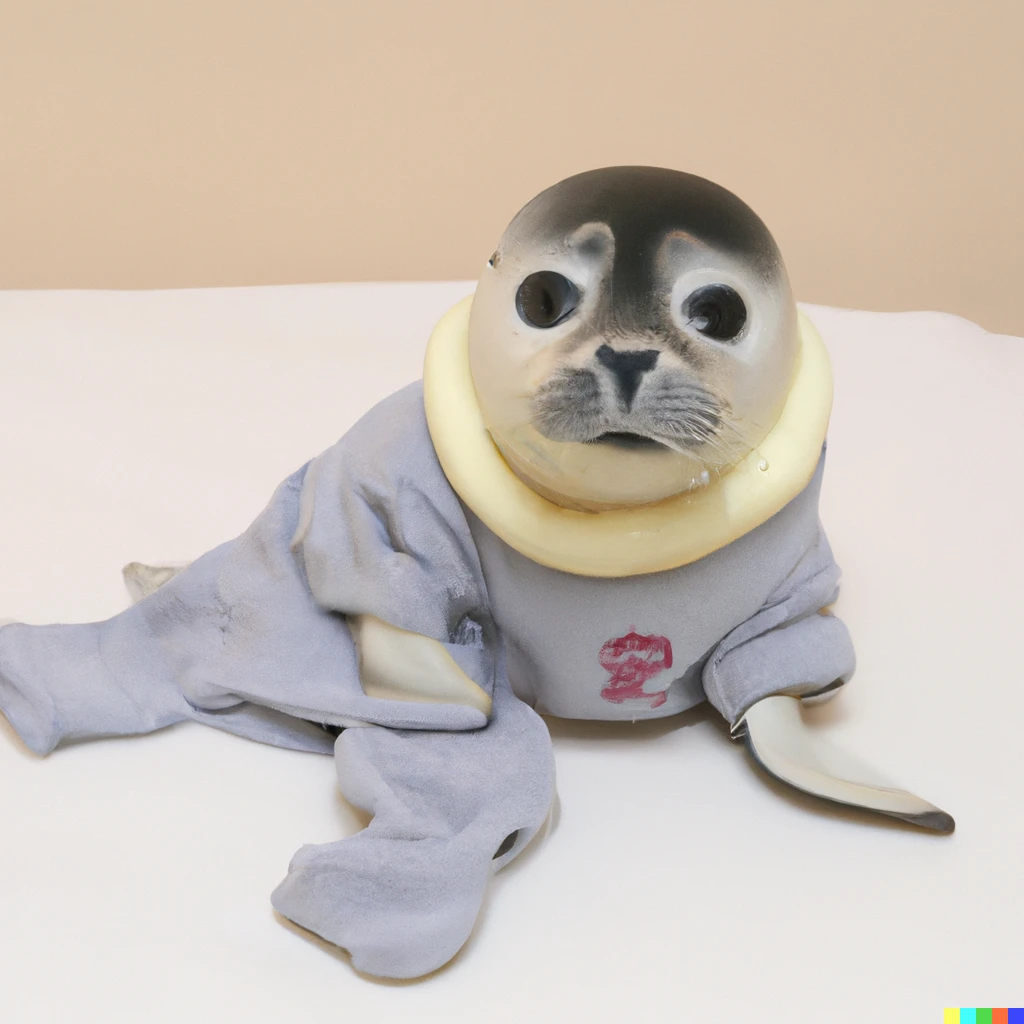 Prompt: a real baby seal with clothes