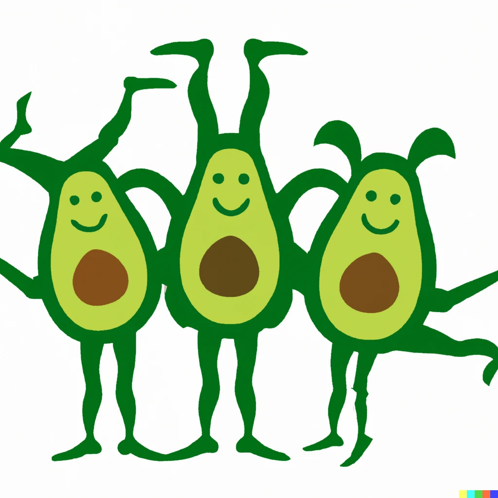 Prompt: Humans shaped like avocados