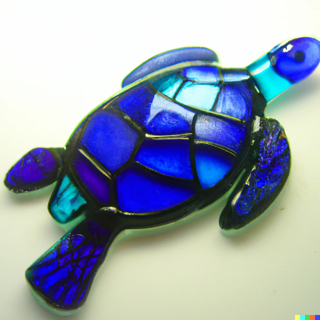 Prompt: a Stained Glass of Blue turtle