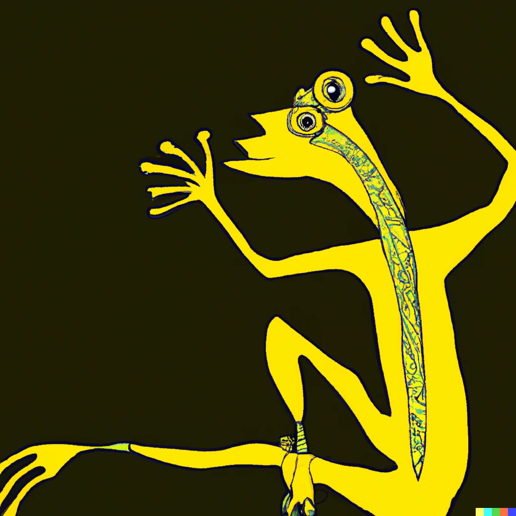 Prompt:  Dancing frog , Picasso style