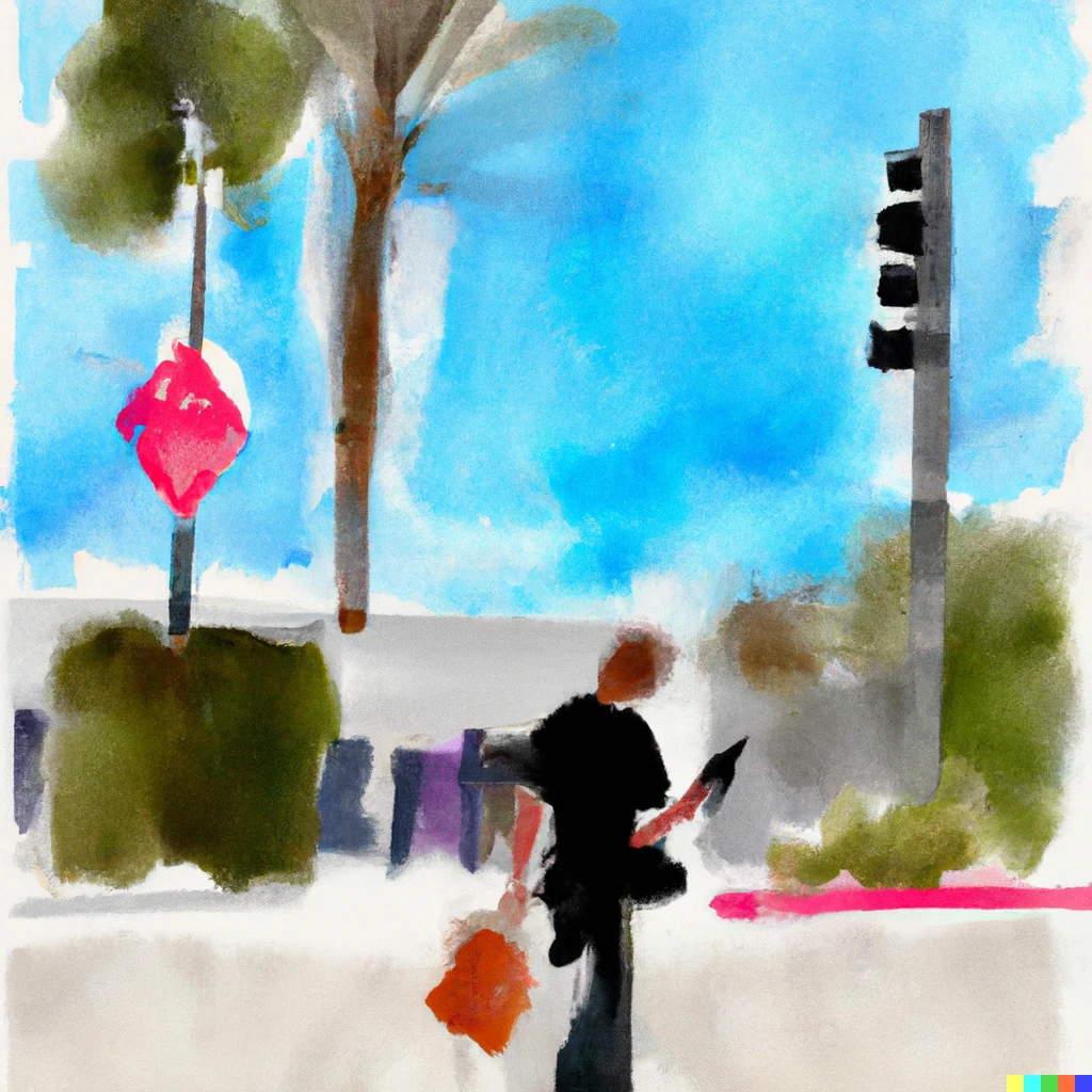 Prompt: An impressionist watercolor of me leaving my wallet in El Segundo