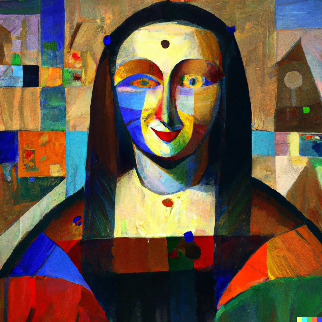 Prompt: the Mona Lisa painted in the style of Wassily Kandinsky