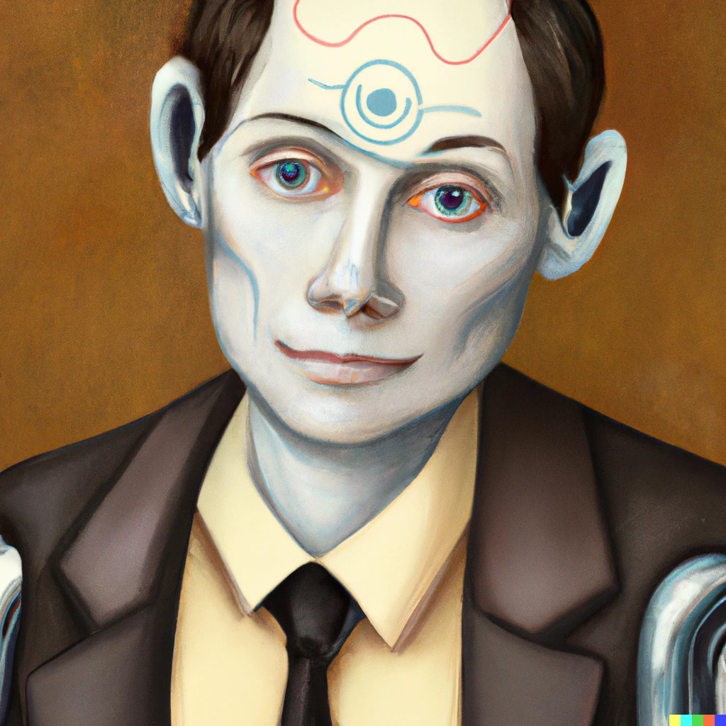 Prompt: Artificial Intelligence does a self portrait, digital art