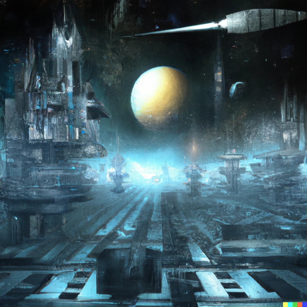 Prompt: A beautiful fantasy sci-fi galactic city 