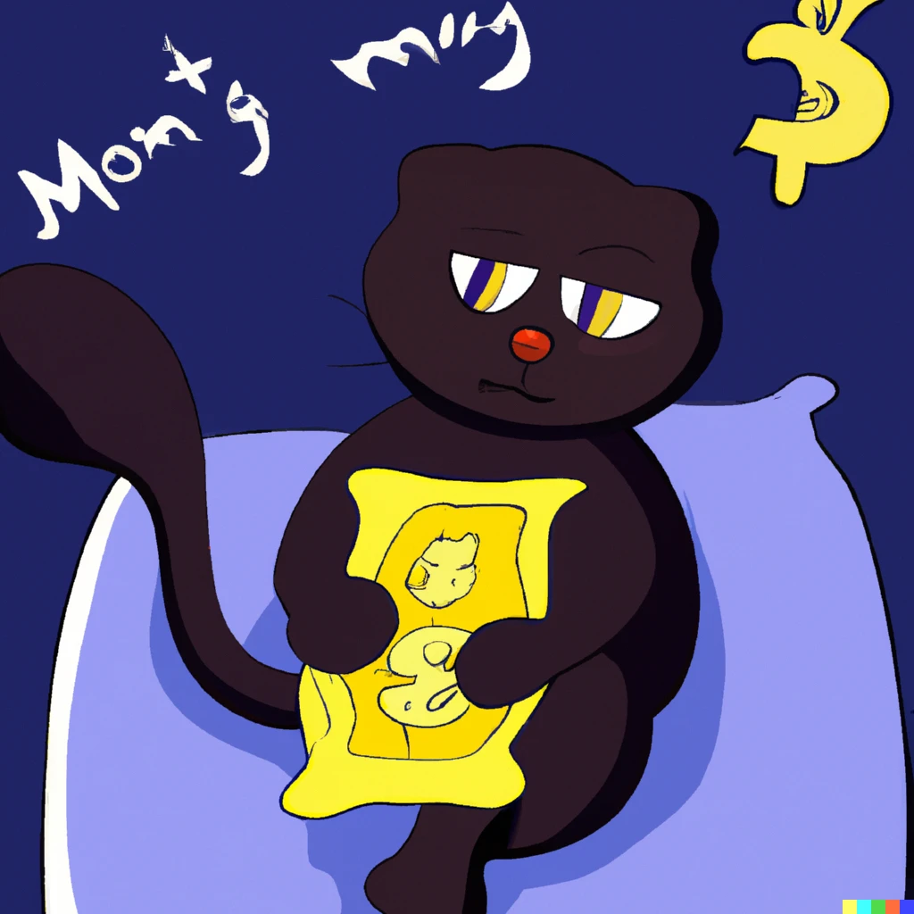 Black Cat Lets T Money Go To Bed Dall·e 2 3625