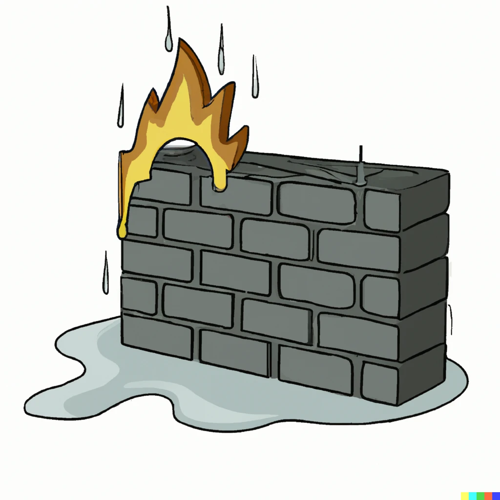 Prompt: Clipart of a wet firewall