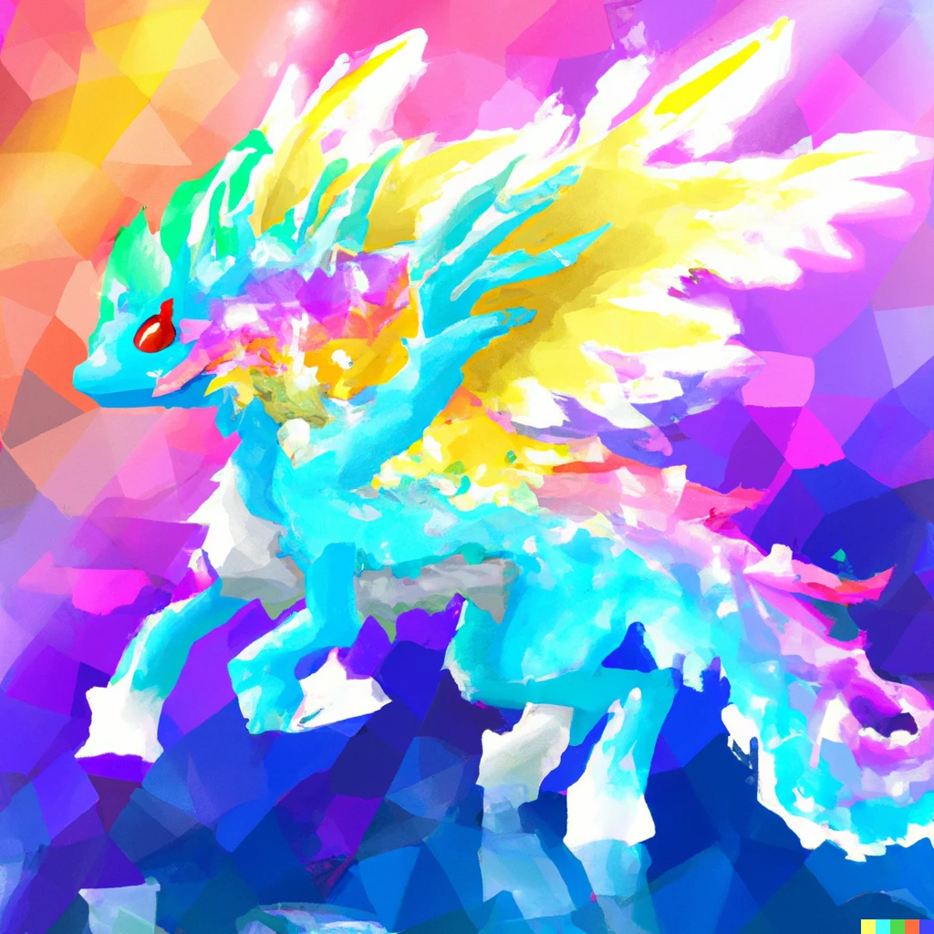 Prompt: Dragalia Lost Prism Dragon Rainbow Digital Art