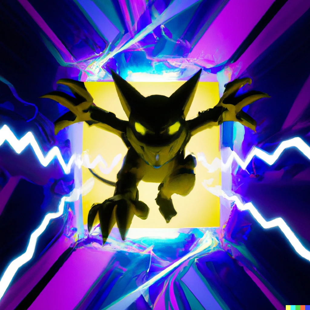 Prompt: Digimon appearing in a digital rift Digital Art