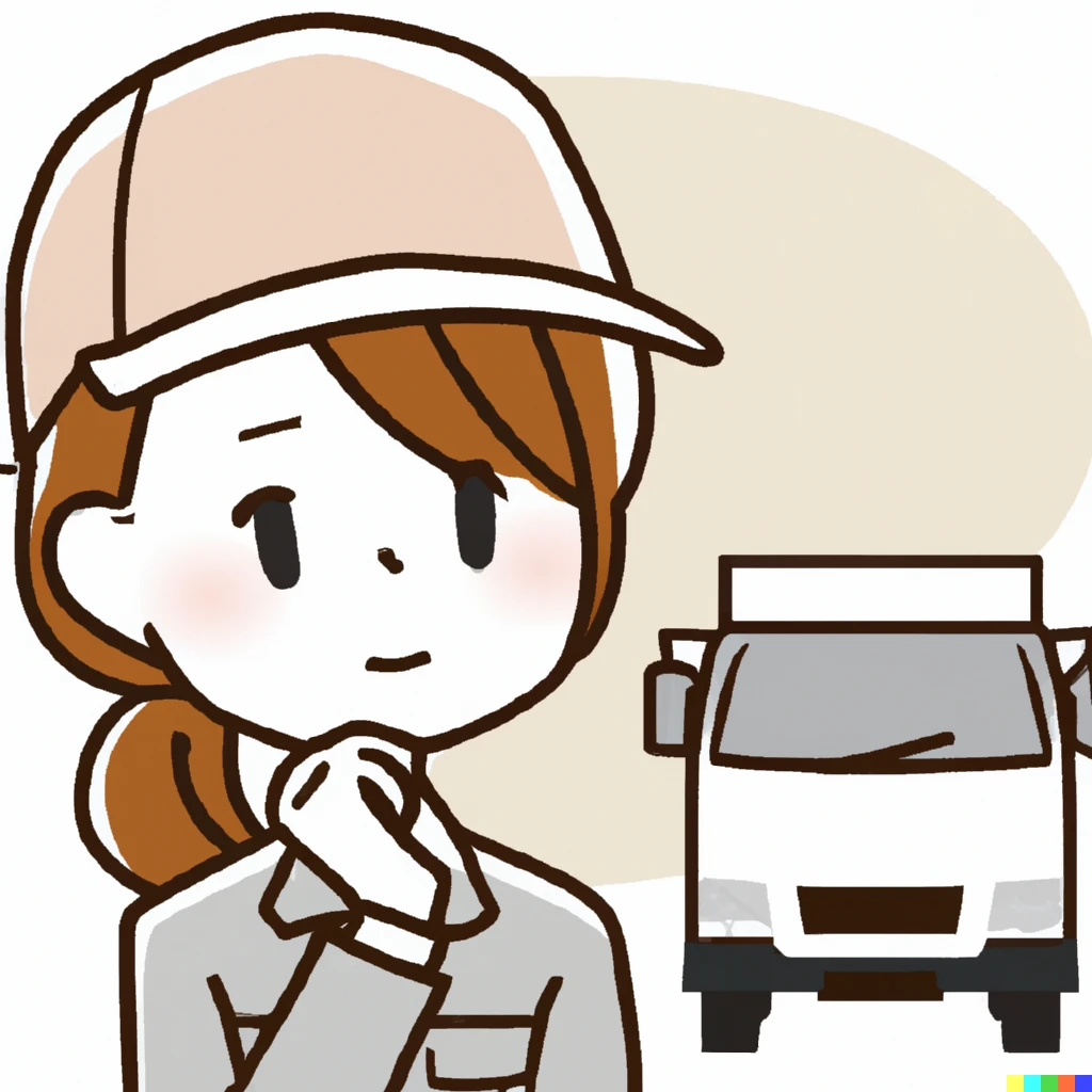 Prompt: truck driver standing in front of a truck, by irasutoya