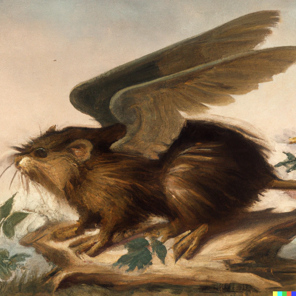 Prompt: Muskrat with wings by Gilbert Stuart