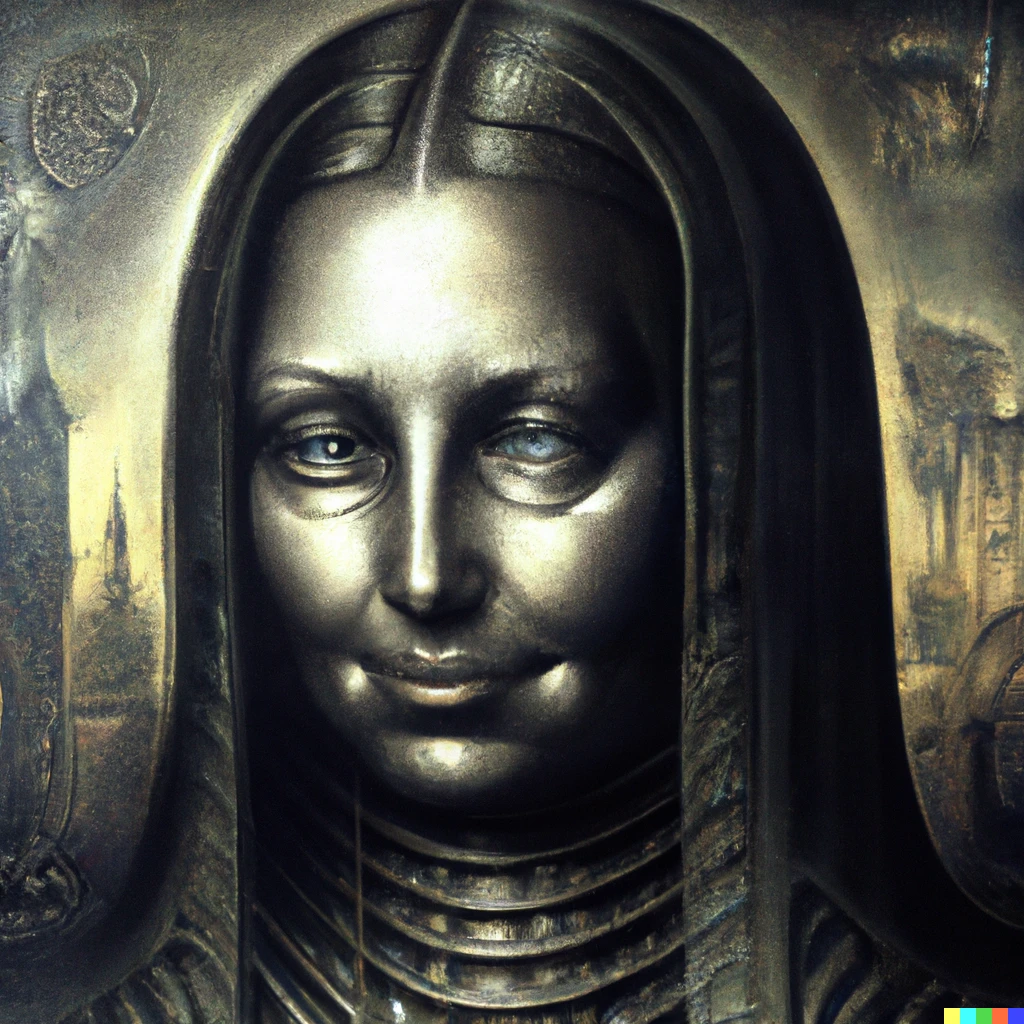 Prompt: Mona Lisa by H. R. Giger.
