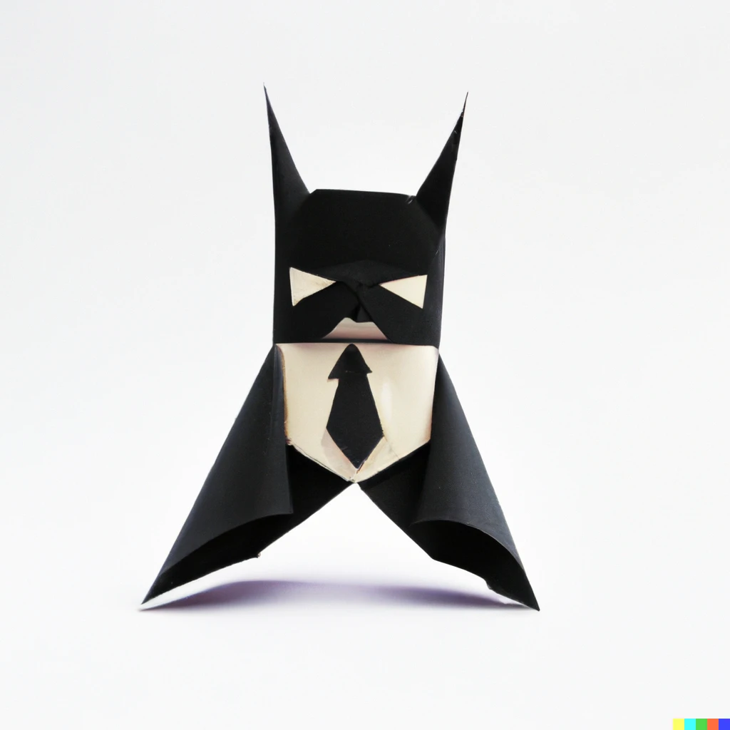 Prompt: Batman playful origami kabuki