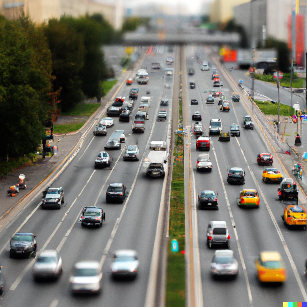 Prompt: Tilt-shift of traffic in the city