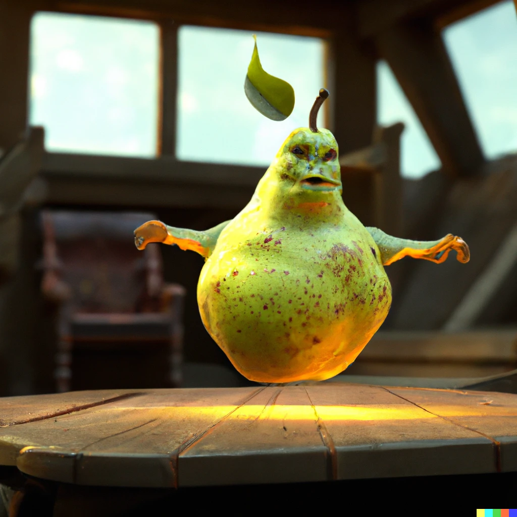 Prompt: Pear as a boss in a game, Unreal Engine