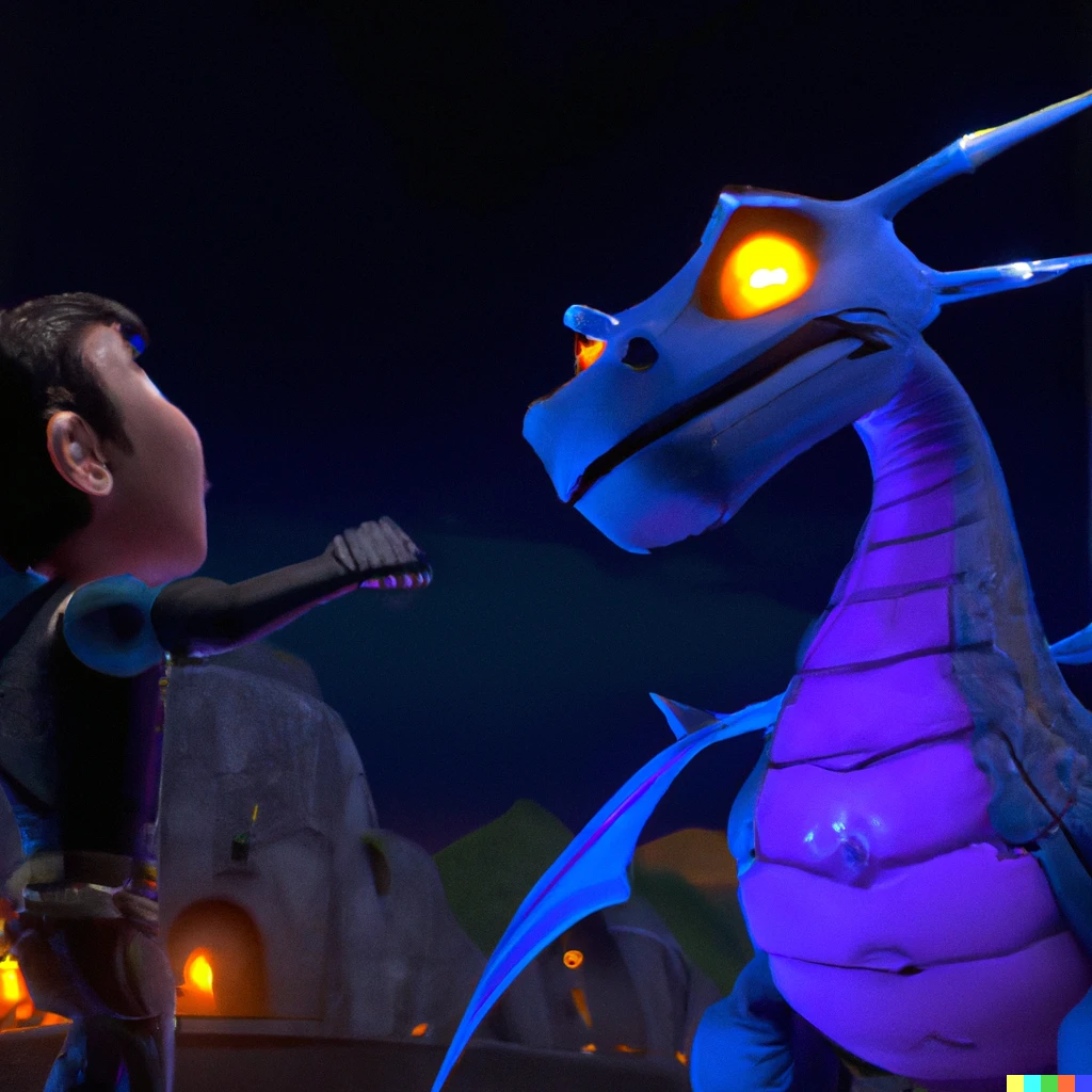 Prompt: screenshot from a pixar movie about defeating the ender dragon