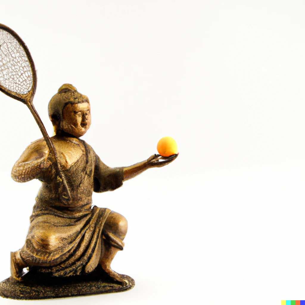 Prompt: Buddha playing tennis