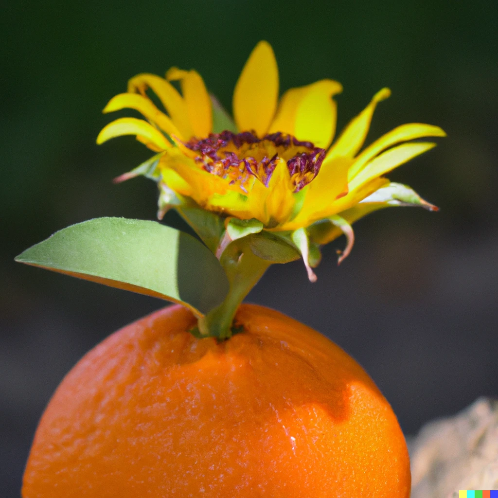 Prompt: Sunflower growing Out of an Orange