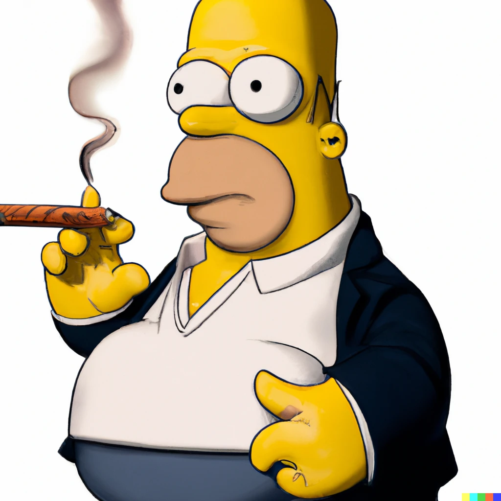 KREA - Homer Simpson dressed as Tony soprano holding cigar in the style ...