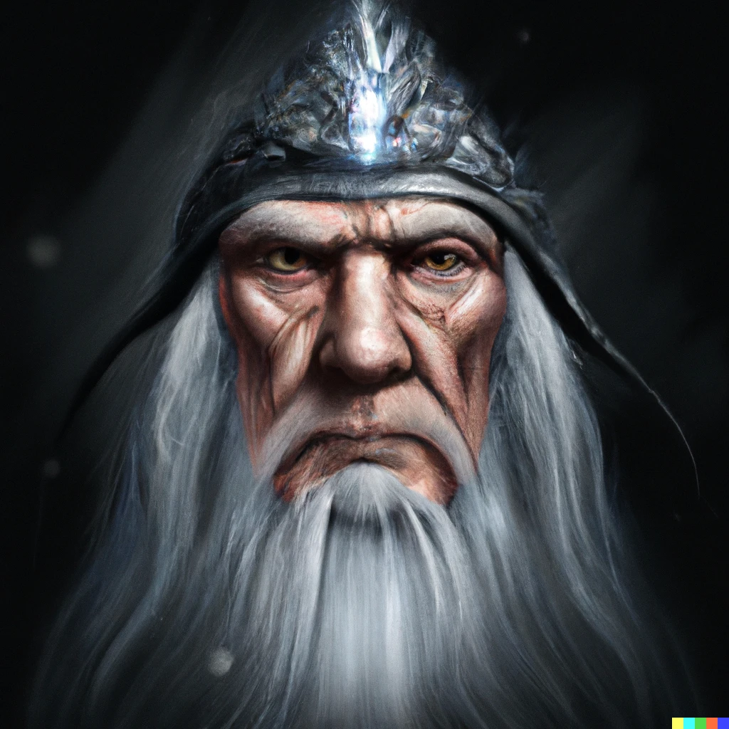 Prompt: a realistic portrait of Gandalf with klingon head