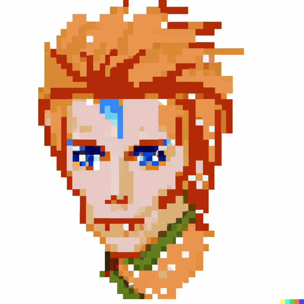 Prompt: David Bowie, pixel art.