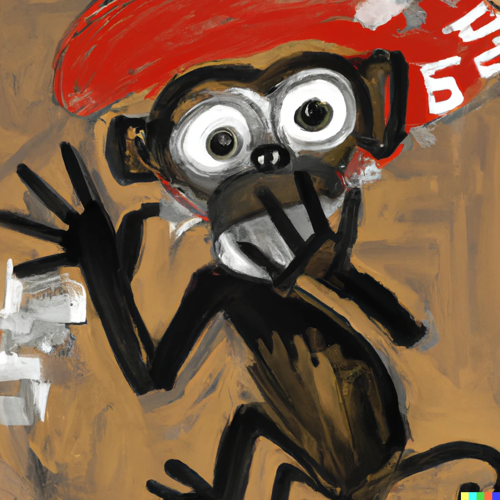 Prompt: a dadaist painting of a monkey