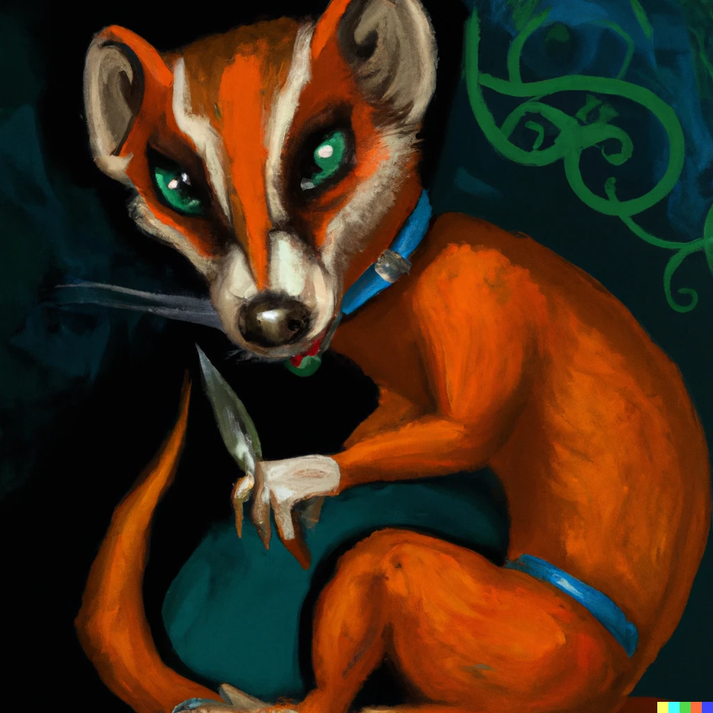 Prompt: Goblin Weasel fantasy painting