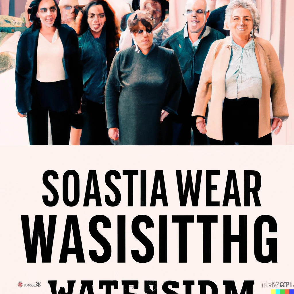 Prompt: An A24-style movie poster of social work professors and students