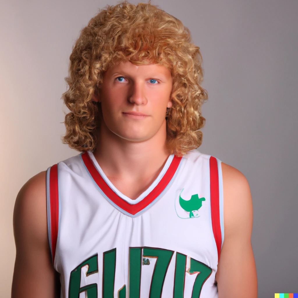 Prompt: photo of Blake Griffin as Larry Bird