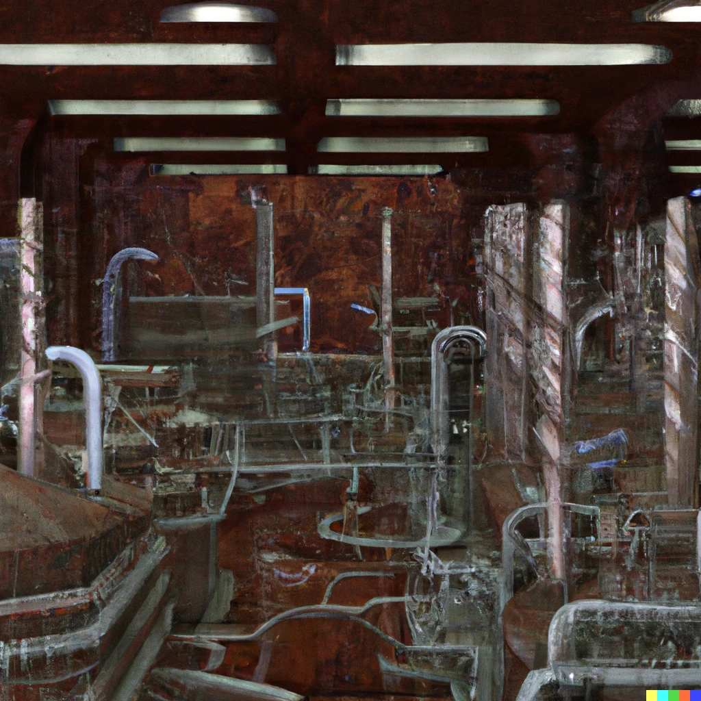 Prompt: Steam punk 3D render of microscopic underground antibiotic factories hidden under our feet