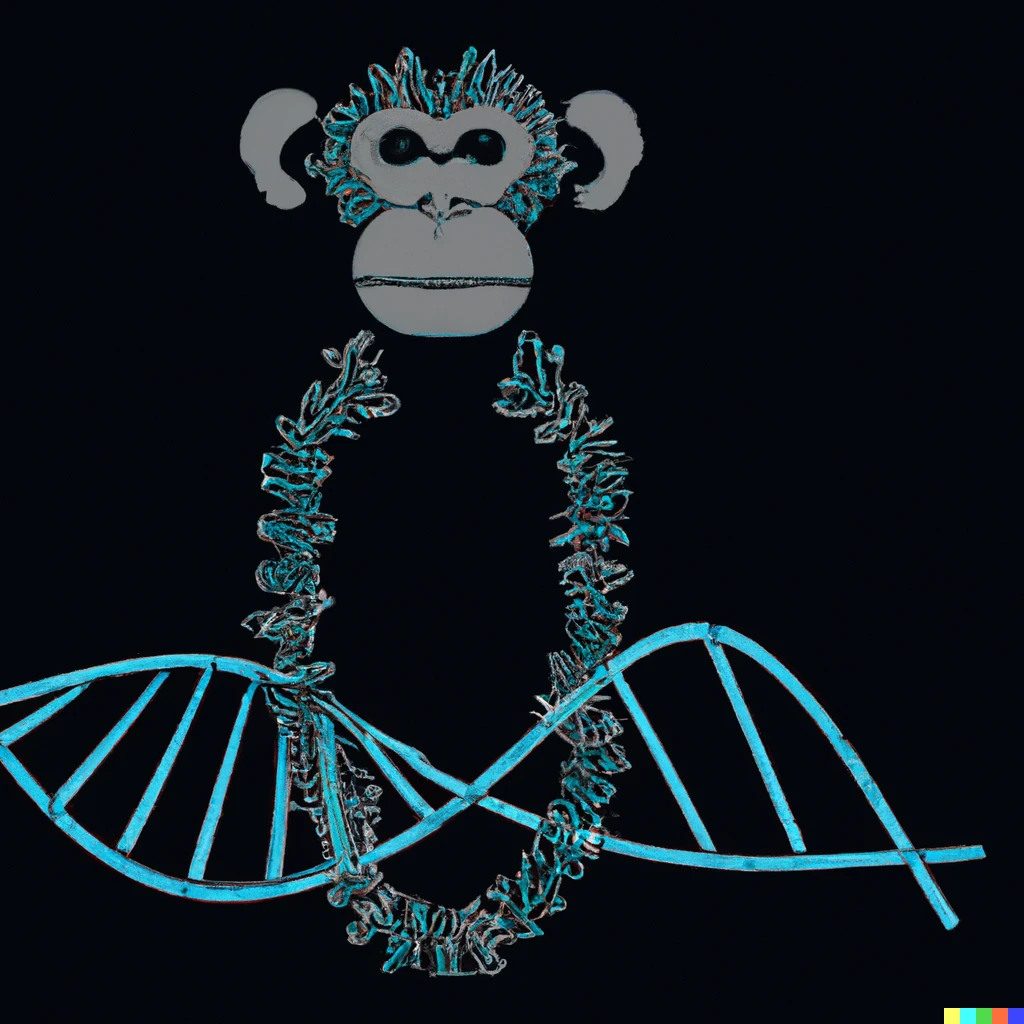 Prompt: A monkey made of dna strands