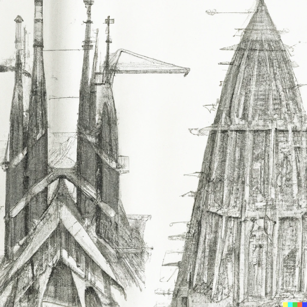 leonardo da vinci drawings of the sagrada familia | DALL·E 2 | OpenArt
