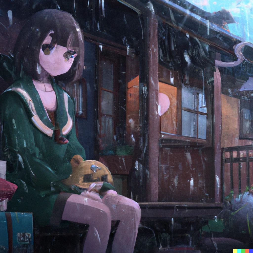 Prompt: Moe anime girl in military uniform sitting on the porch of a Japanese-style house on a rainy day, petting a Daruma , Anime scenery concept art by Makoto Shinkai , inspiring feeling,  4K HD, Ranking number 1 on pixiv, sharp, 2d Vector illustration(1px) official media, wallpaper, Instagram,  fantasy art, intricate, cinematic lighting,  1944 american propaganda poster, unreal engine,photorealistic 
