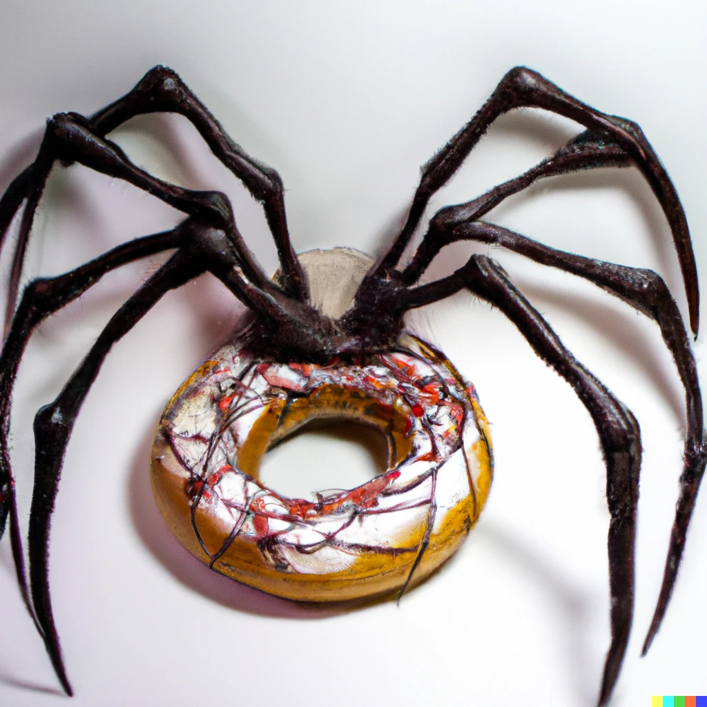 Prompt: A donut with giant spider legs made of donuts