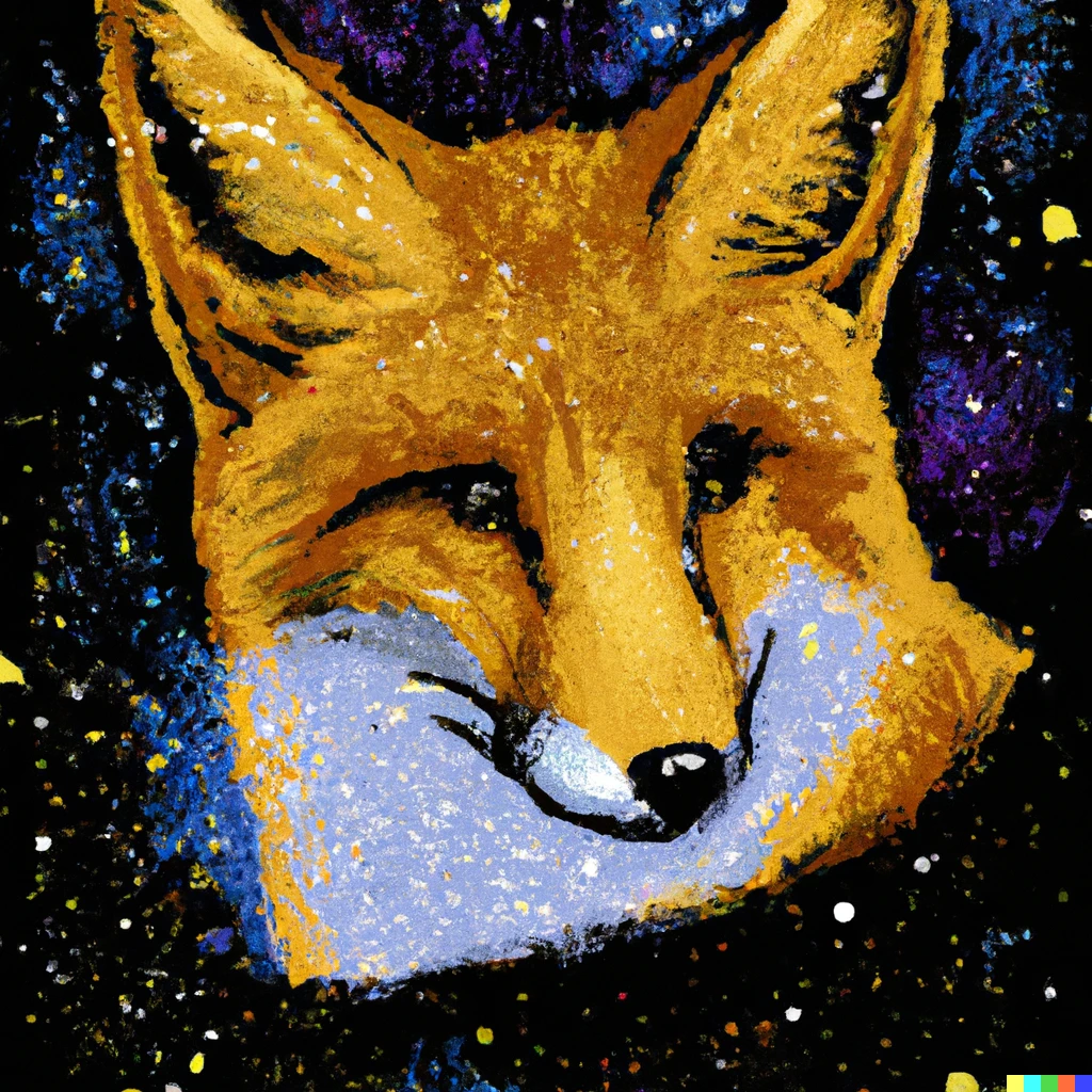 Prompt: a fox in the style of Starry Night