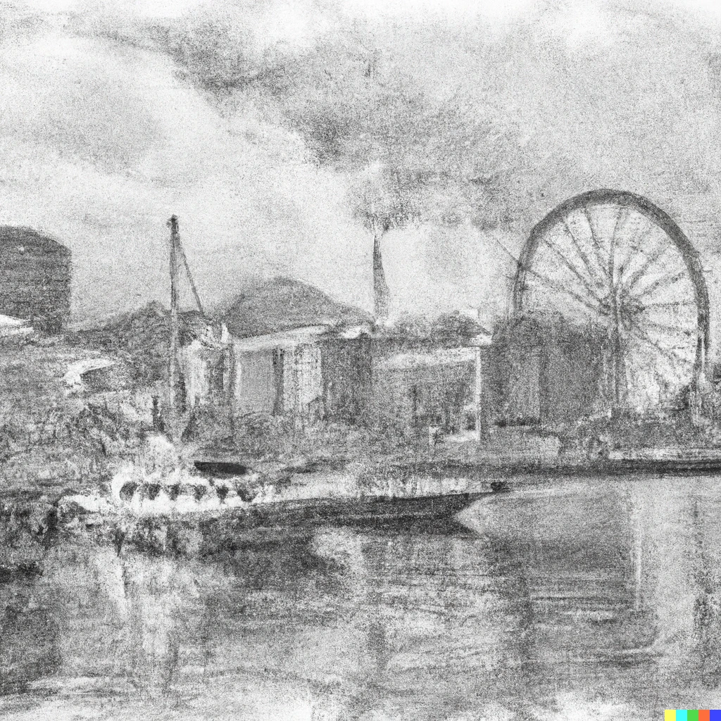 Prompt: A pencil sketch of the Cape Town waterfront