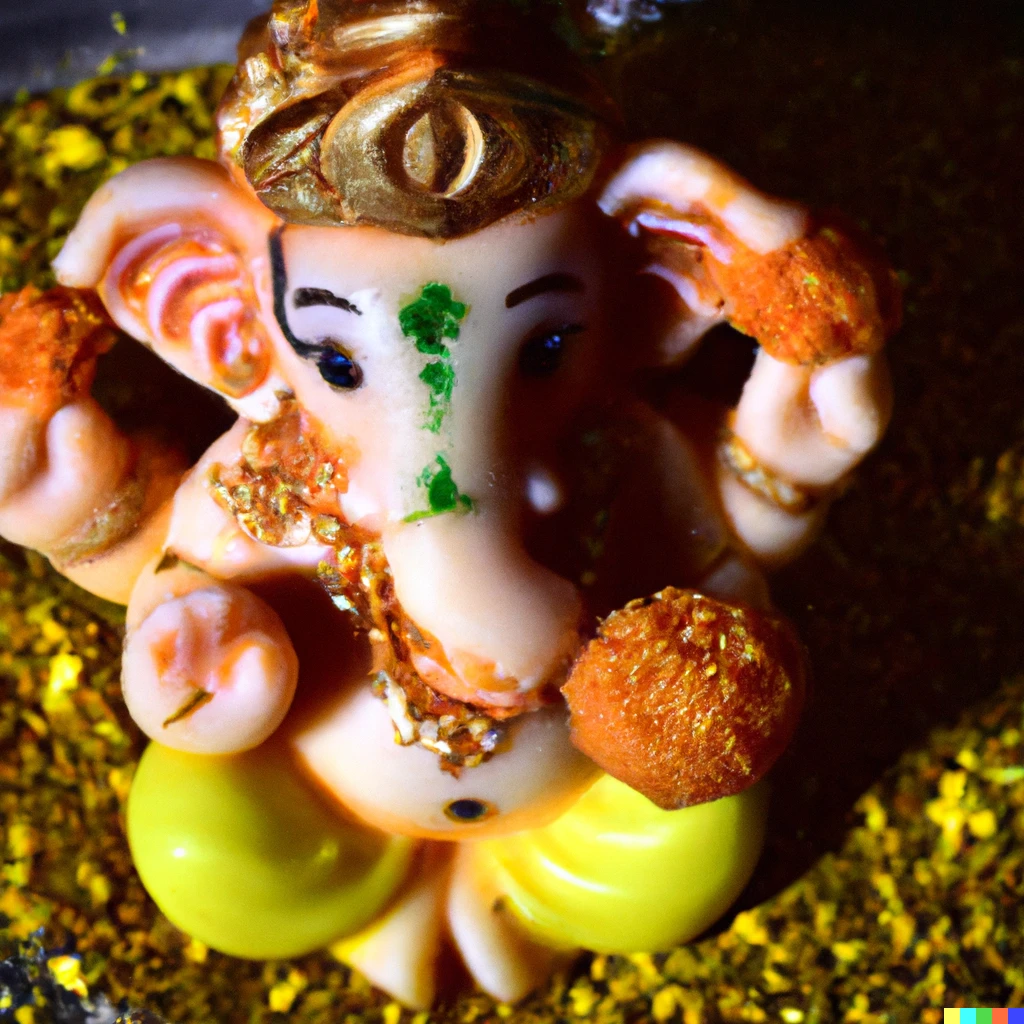 Prompt: Ganesha eating sweets high definition