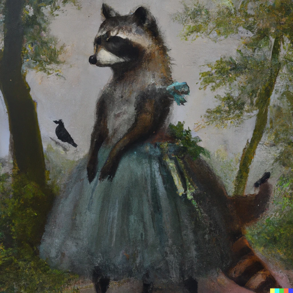 Prompt: "Queen of the raccoons" by Degas