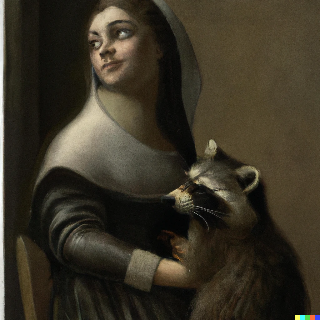 Prompt: "Lady with a raccoon" by Leonardo da Vinci