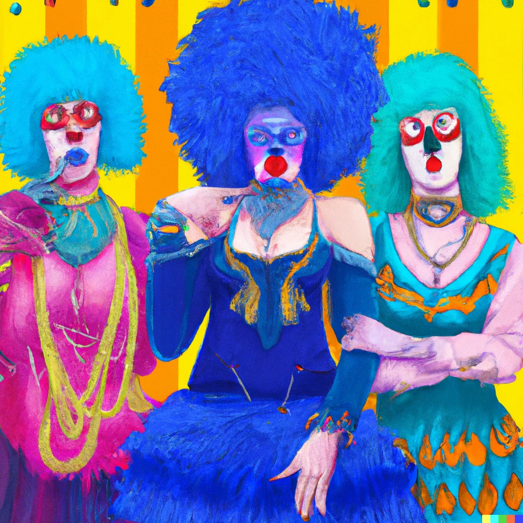 Prompt: harem of clowns Digital art