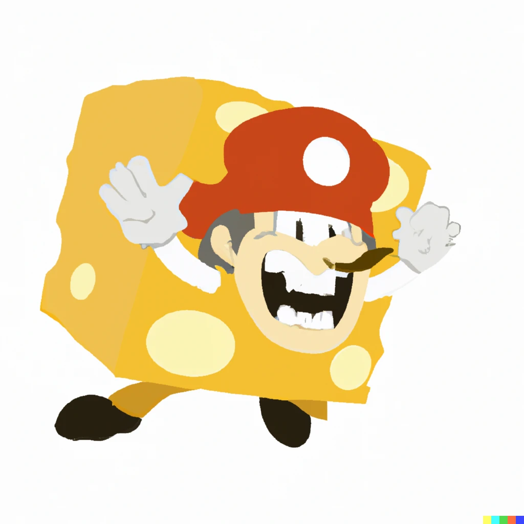 Prompt: Super Mario Turns Into Cheese