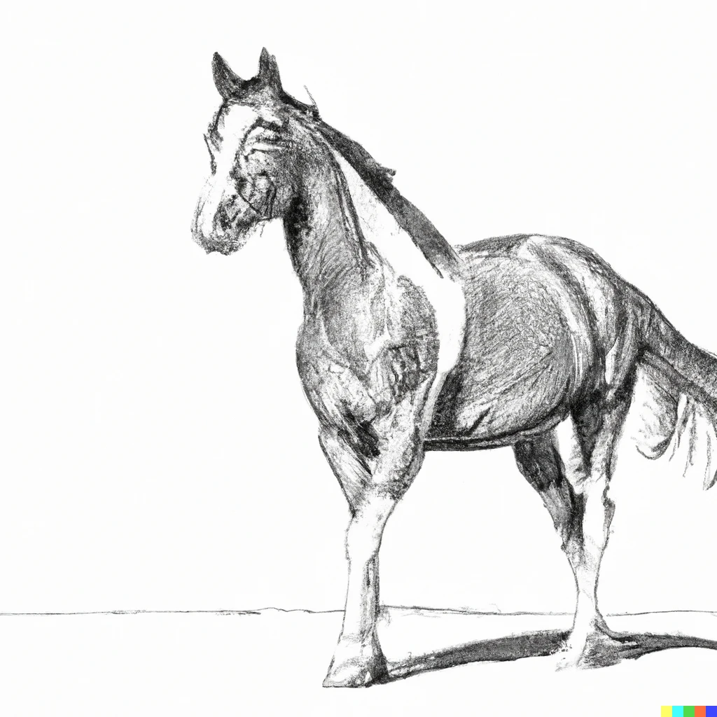 Prompt: A pencil draw of a detailed horse full body