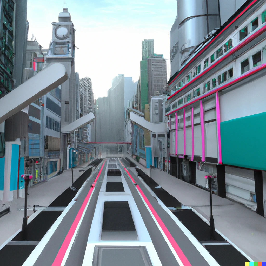 Prompt: Hong kong main street in the future 3d